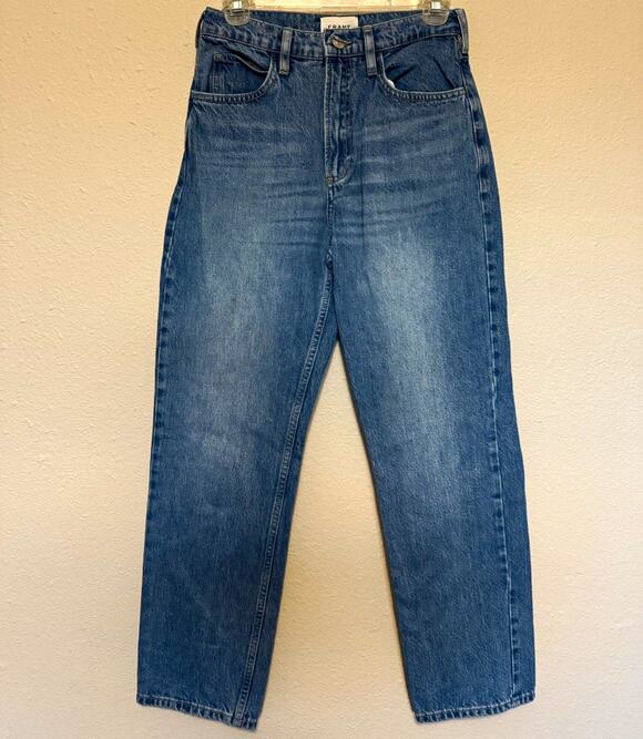 FRAME Denim - FRAME Le High N Tight High Rise Straight Blue Medium Wash Cotton Denim Jeans 26